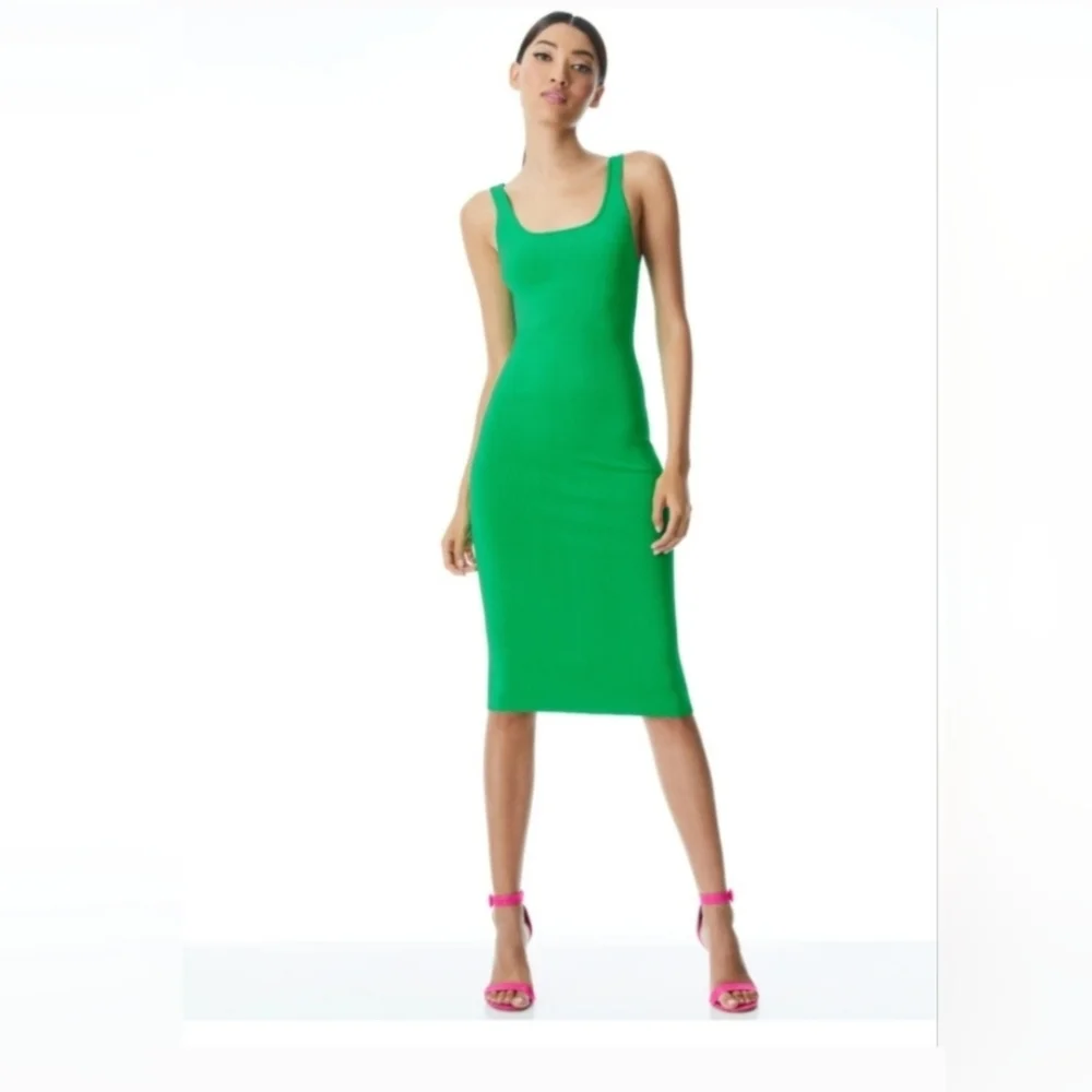 alice + olivia darian green midi dress Size Meduim - Picture 5 of 16